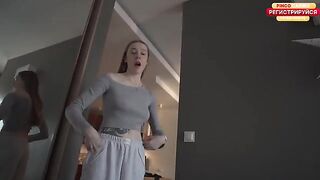 The girl has a perfect body and huge natural boobs