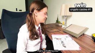 A schoolgirl is doing her homework with a guy in HD