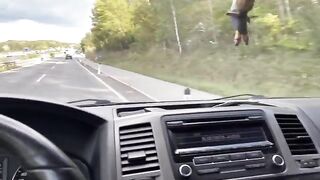 The girl is fucking with Uber driver in the car