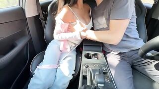 A young Japanese schoolgirl got fucked hard in the back seat