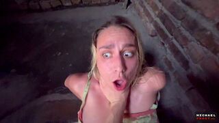 A man shot a stream of hot semen on the pretty face of a woman
