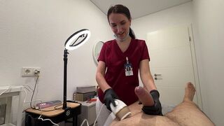 A hot nurse performs a massage and waxes her client’s body