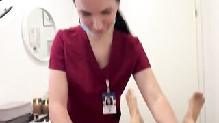 A hot nurse performs a massage and waxes her client’s body