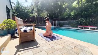 It's quiet by the pool, with only moans and splashes in a steamy scene