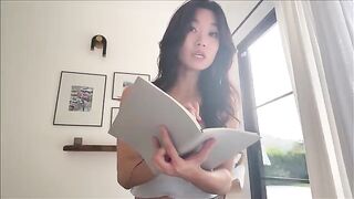 Asian step sister shares a bed during a study break