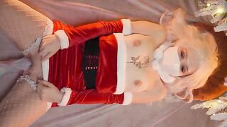 A cute girl got a huge dick in her pussy on Christmas Eve