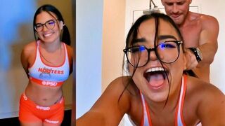 Hooters waitress gets fucked hard after her work