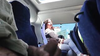 A risky blowjob with a stranger on the bus, ending with a cumshot