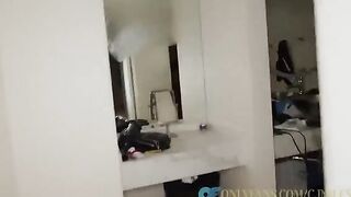Two Asian girls share a big white cock in an intense threesome