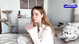 A hot blonde with freckles almost gets caught by her boyfriend