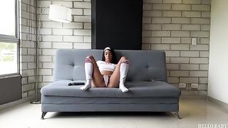 The cutie efficiently jumps on the hard cock like a jumping jack