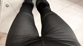 A girl caresses her pussy in the restaurant’s toilet, exclusive