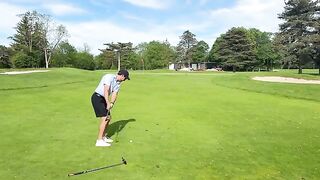 The girl played golf and then had intense oral sex in the hot tub