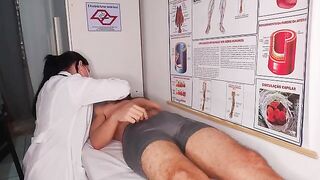 The doctor conducts an oral examination with more passion