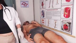 The doctor conducts an oral examination with more passion