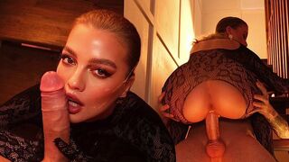 You can put it in your mouth, and there's a net on top - A sexy blonde has a huge cumshot