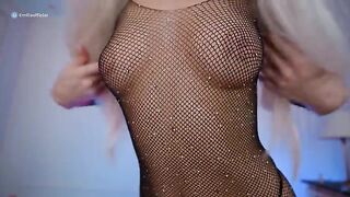A sexy blondie with a stunning body rides and sucks cock badly