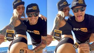 A owiaks couple celebrates 25k subscribers on Pornhub with a special video