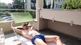 Bald guy fucked Italian slut on the balcony