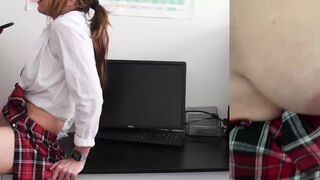 Schoolgirl caught masturbating by teacher, gets creampied