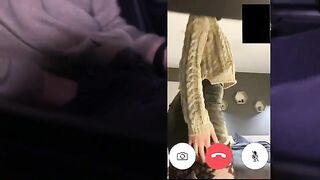 The wife makes a video call to her lover and fucks with him