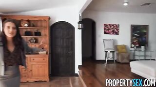 Pervert guy fucked sexy brunette real estate agent in the house he bought
