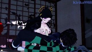 Tanjiro Kamado fucked deep in a Japanese room by Daki