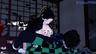Tanjiro Kamado fucked deep in a Japanese room by Daki