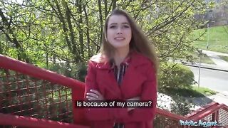 Nervous woman gets fucked through the gloryhole for cash in public